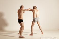 Underwear Martial art Man - Man White Moving poses Slim Short Blond Dynamic poses Academic